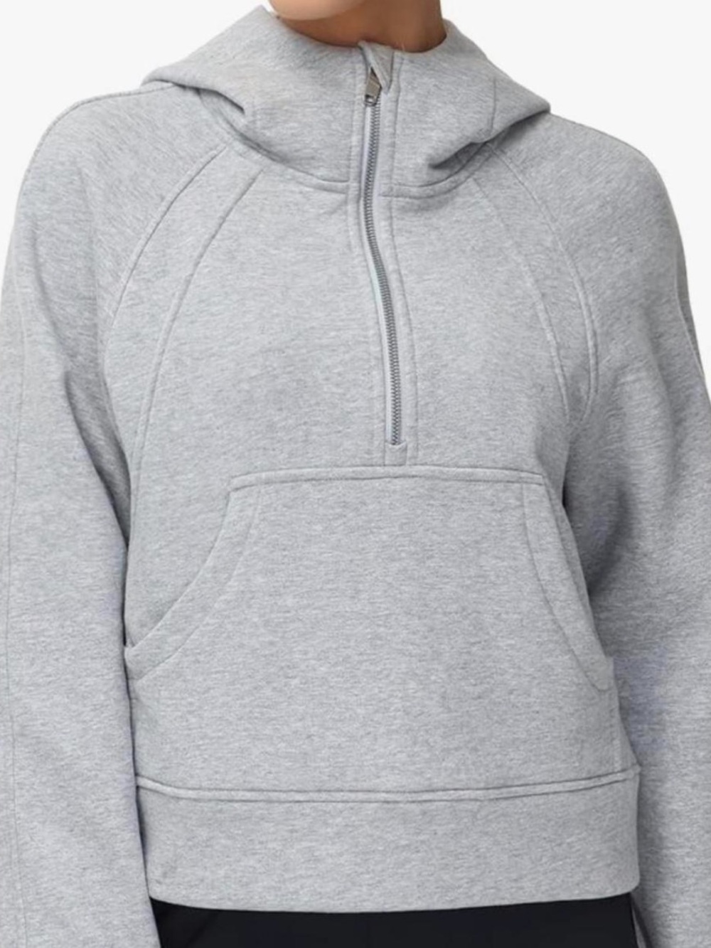 Amazon Women's Light Gray Half-Zip Hoodie